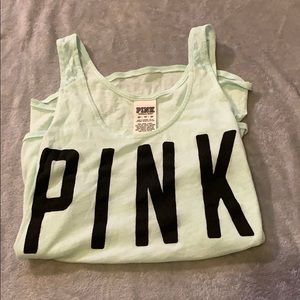 pink brand green tank top